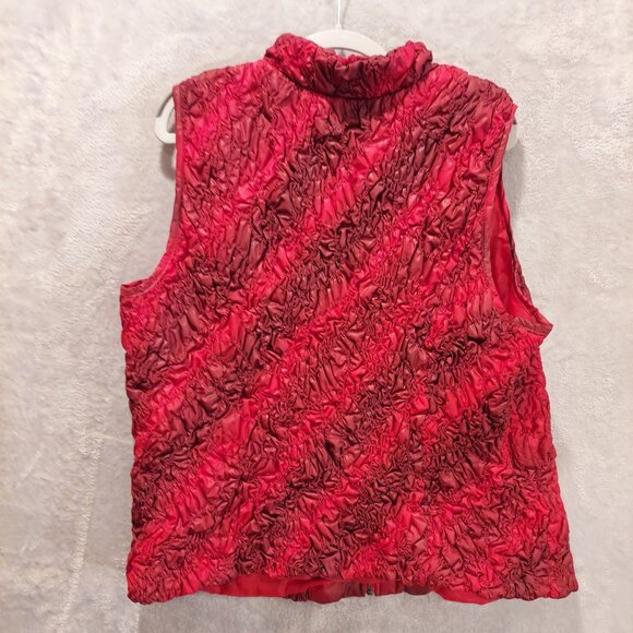 Christopher & Banks Womens L Vest Red Maroon ruched textured Colorful Bold warm - Picture 2 of 14